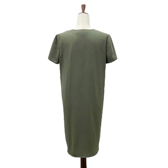 Theory Dress Women's Size 8 Keyhole Tie Shift Drapey Crepe Dress Military Green - Picture 8 of 13